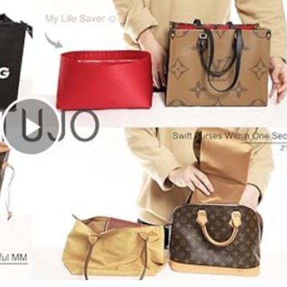 XL Purse Organizer Insert For Handbags Silk Luxury Handbag Organizer RED - Picture 7 of 13